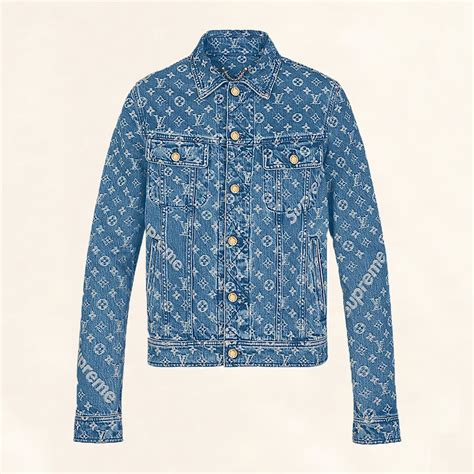 supreme louis vuitton denim jacket with fur|Louis Vuitton supreme foulard.